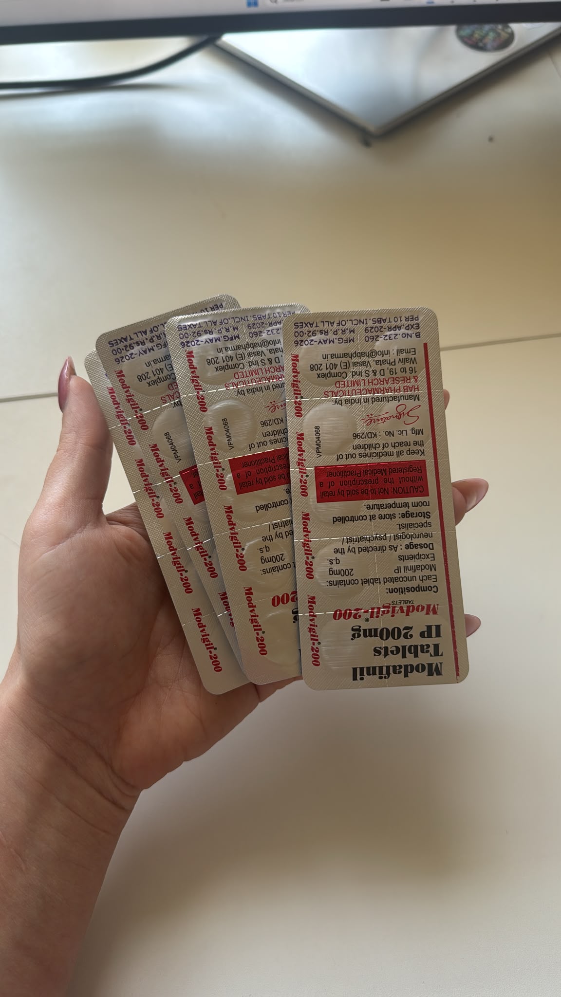 Blister strips from an order placed with the vendor.