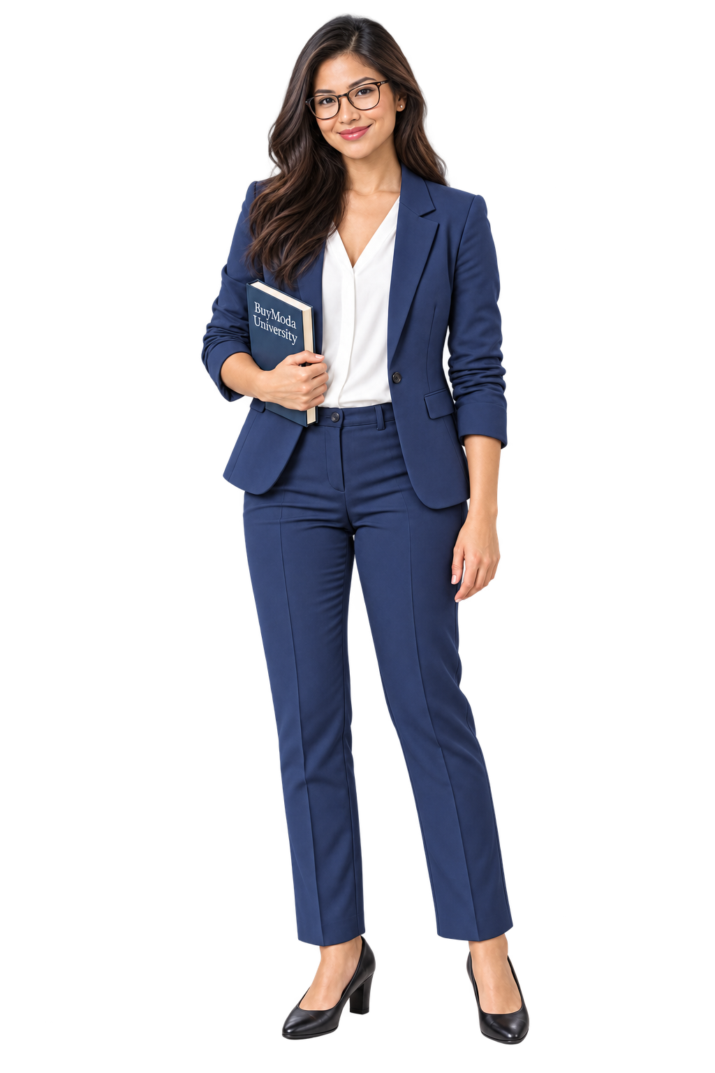 Illustrative adult female teacher holding a book